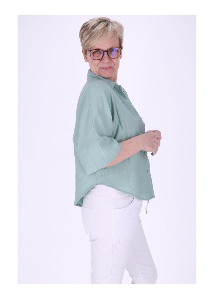 Bluse Damen 1/2 Arm Häkelblume