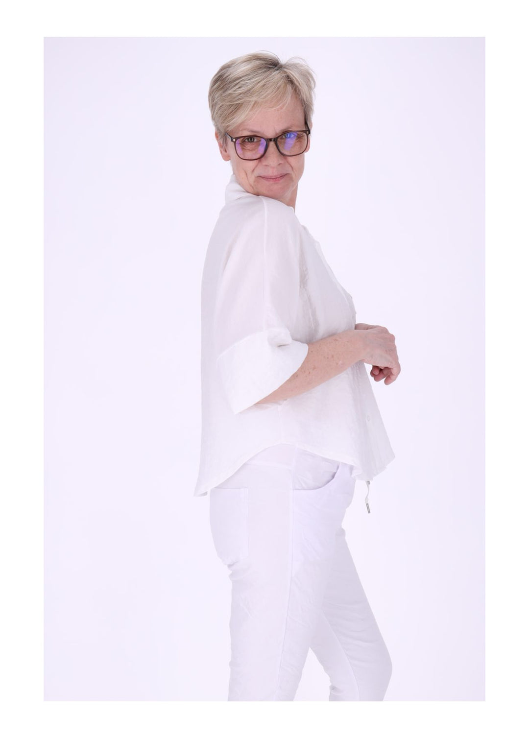 Bluse Damen 1/2 Arm Häkelblume