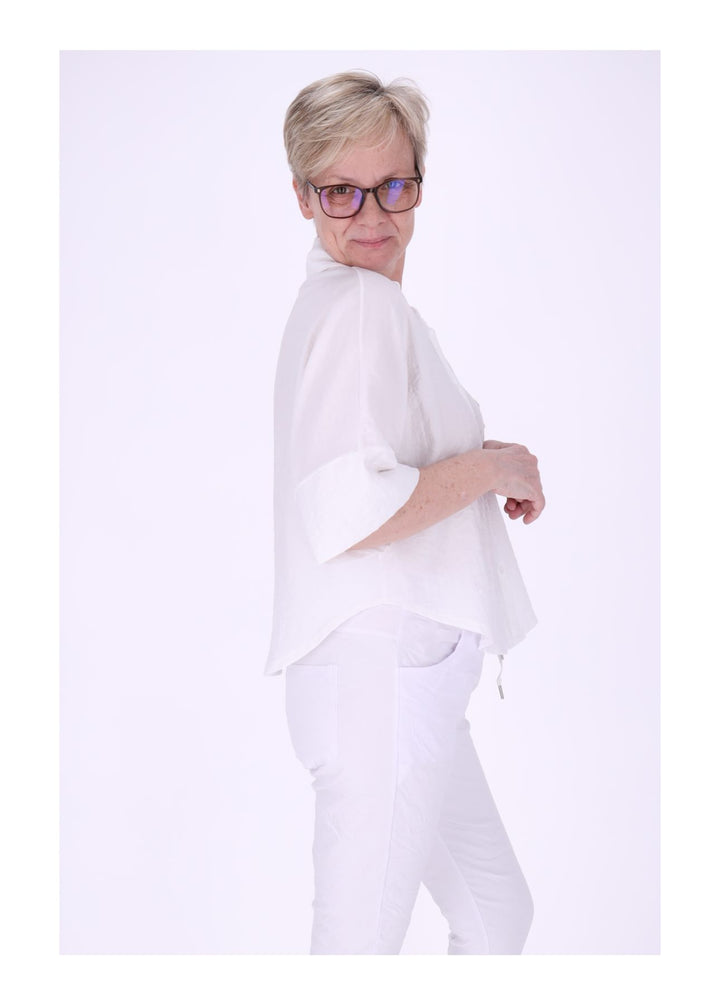 Bluse Damen 1/2 Arm Häkelblume
