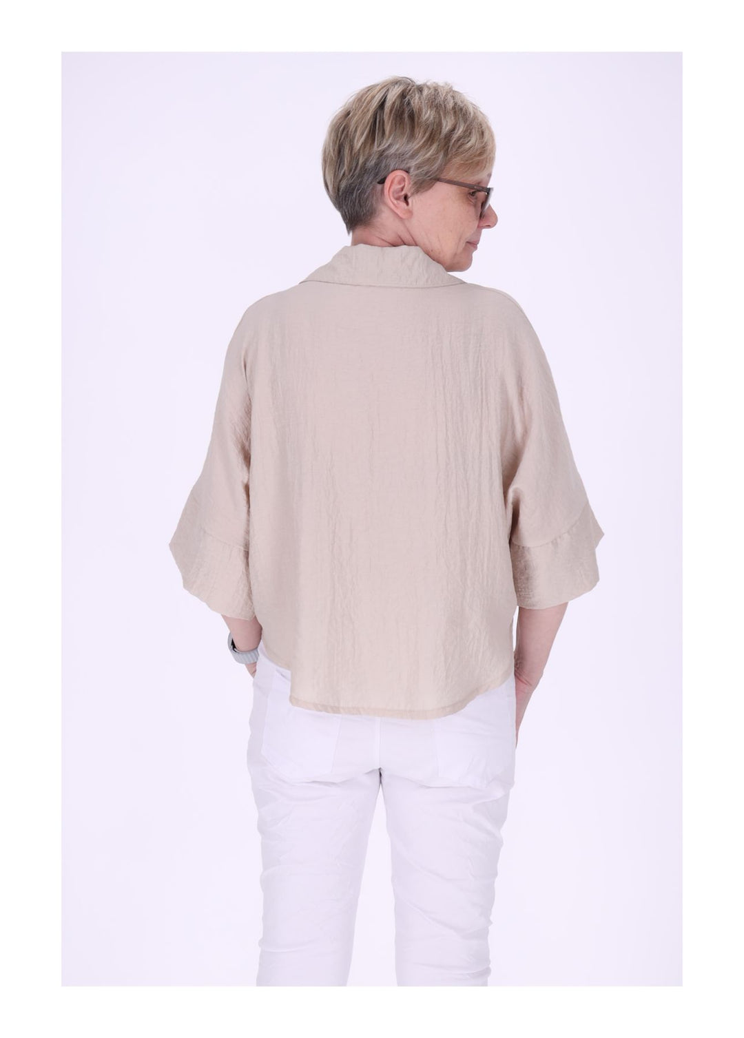 Bluse Damen 1/2 Arm Häkelblume