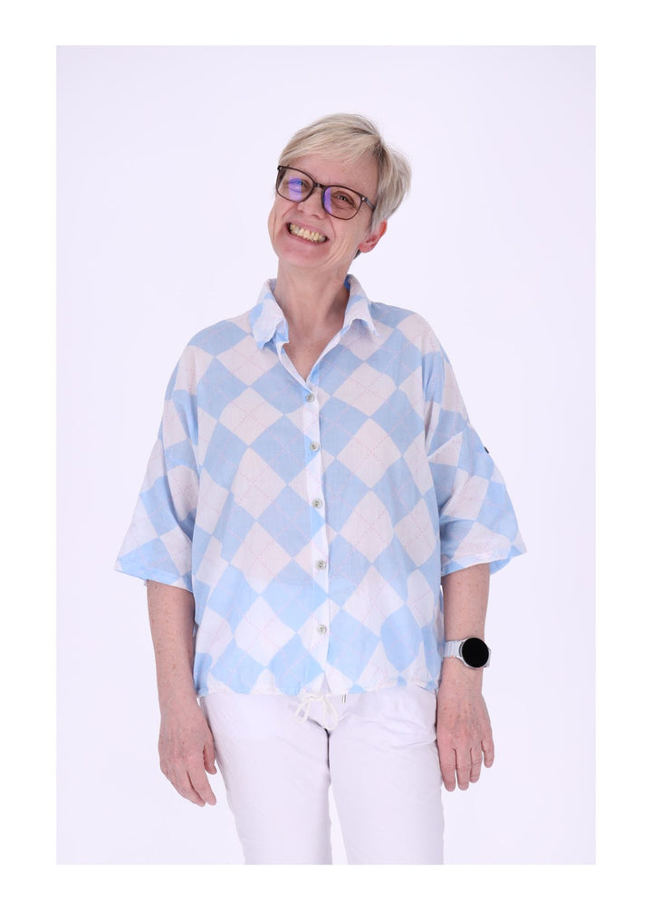 Bluse Damen 1/2 Arm AOP Raute