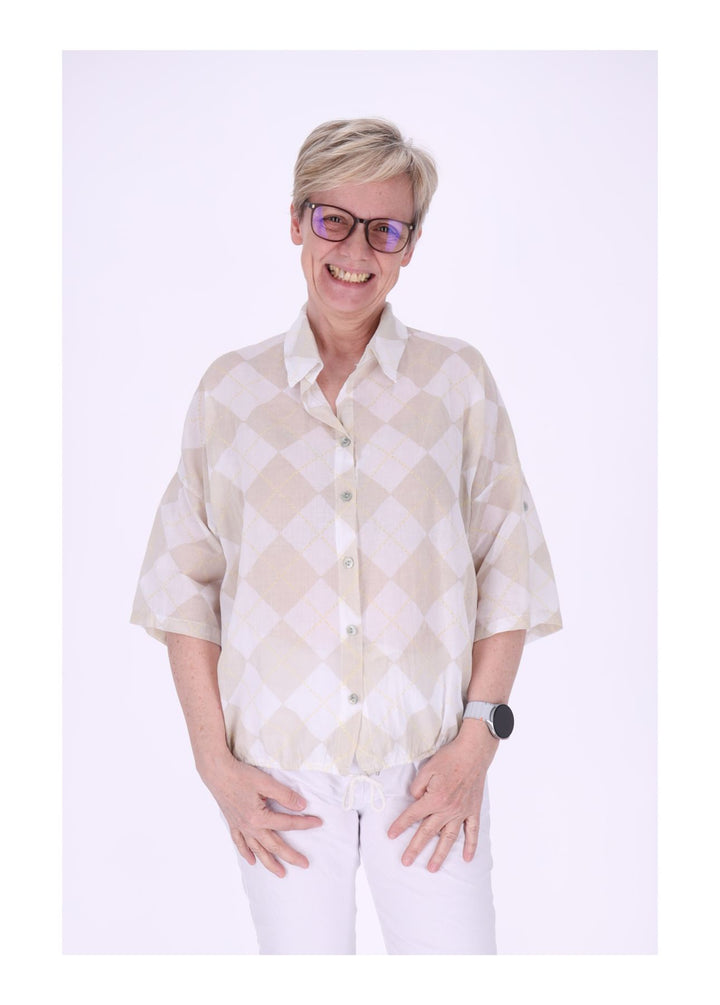 Bluse Damen 1/2 Arm AOP Raute