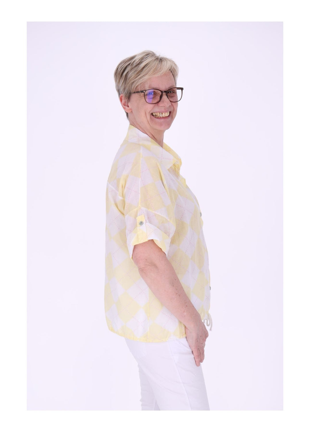 Bluse Damen 1/2 Arm AOP Raute