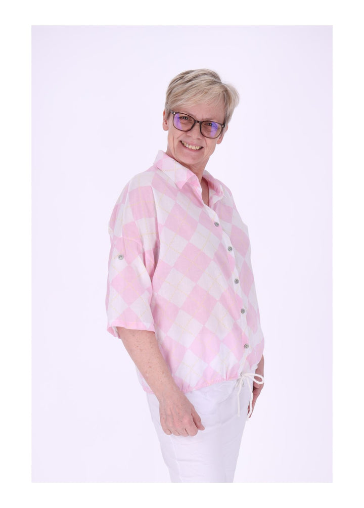 Bluse Damen 1/2 Arm AOP Raute