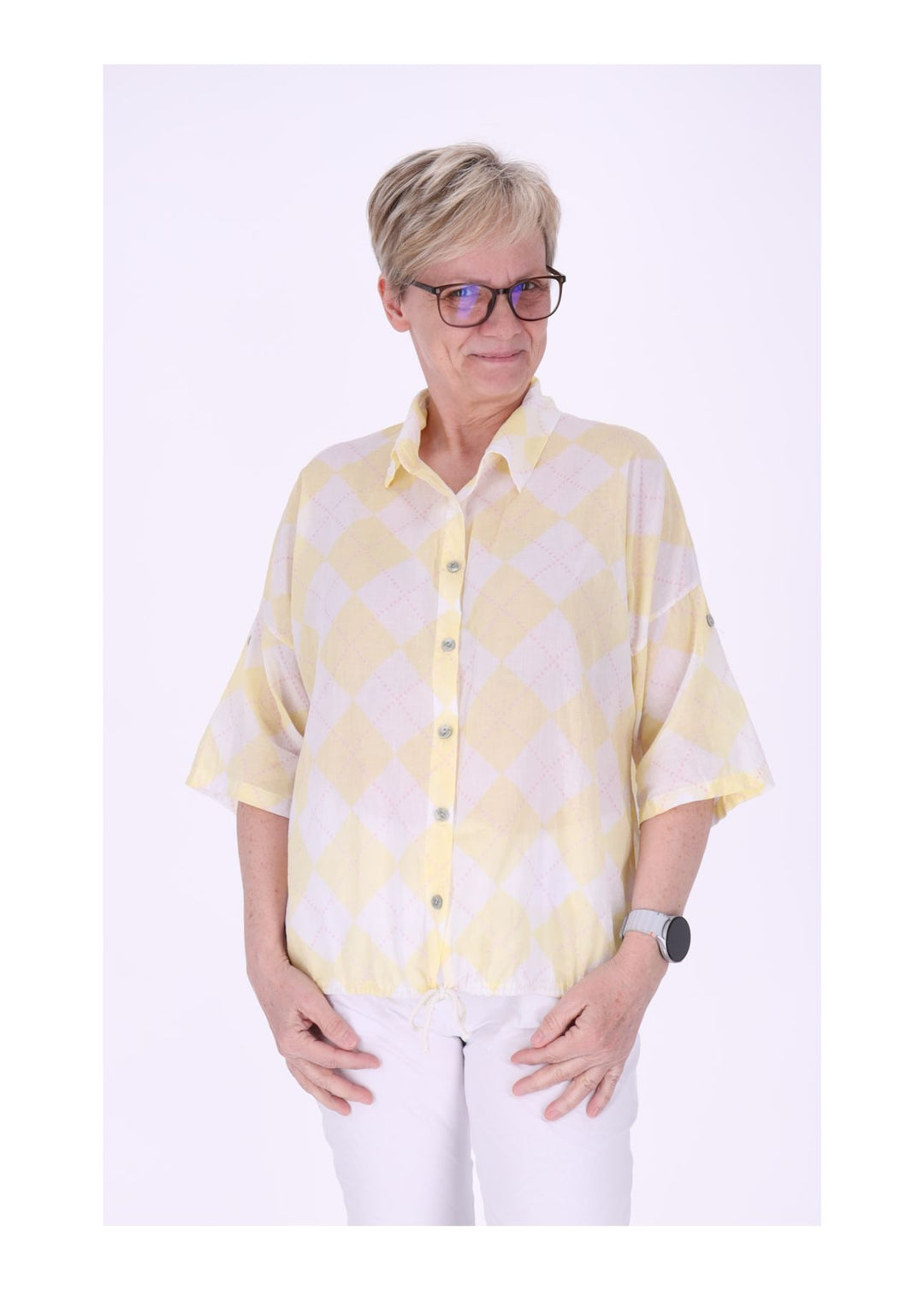 Bluse Damen 1/2 Arm AOP Raute