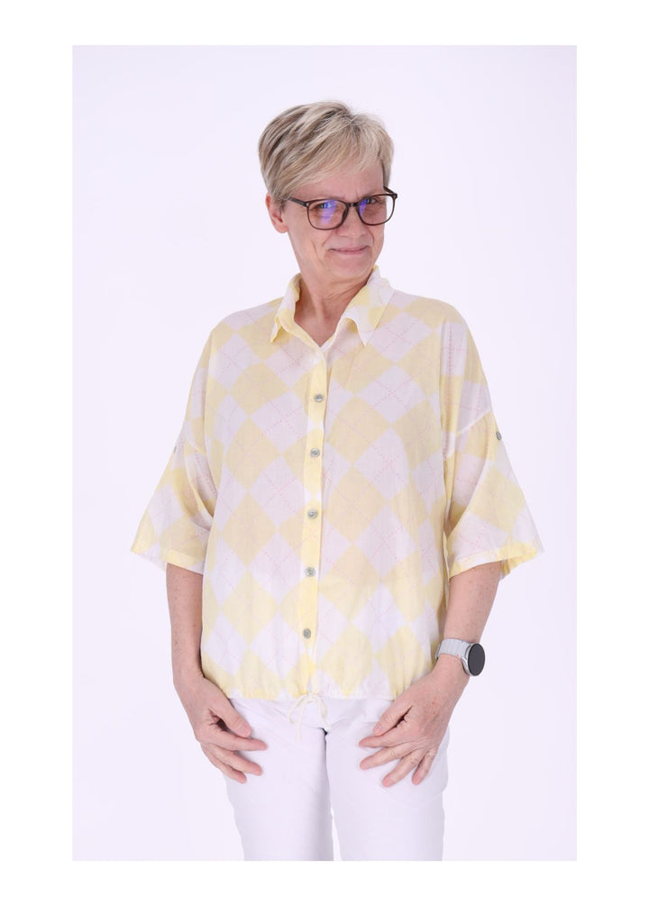 Bluse Damen 1/2 Arm AOP Raute