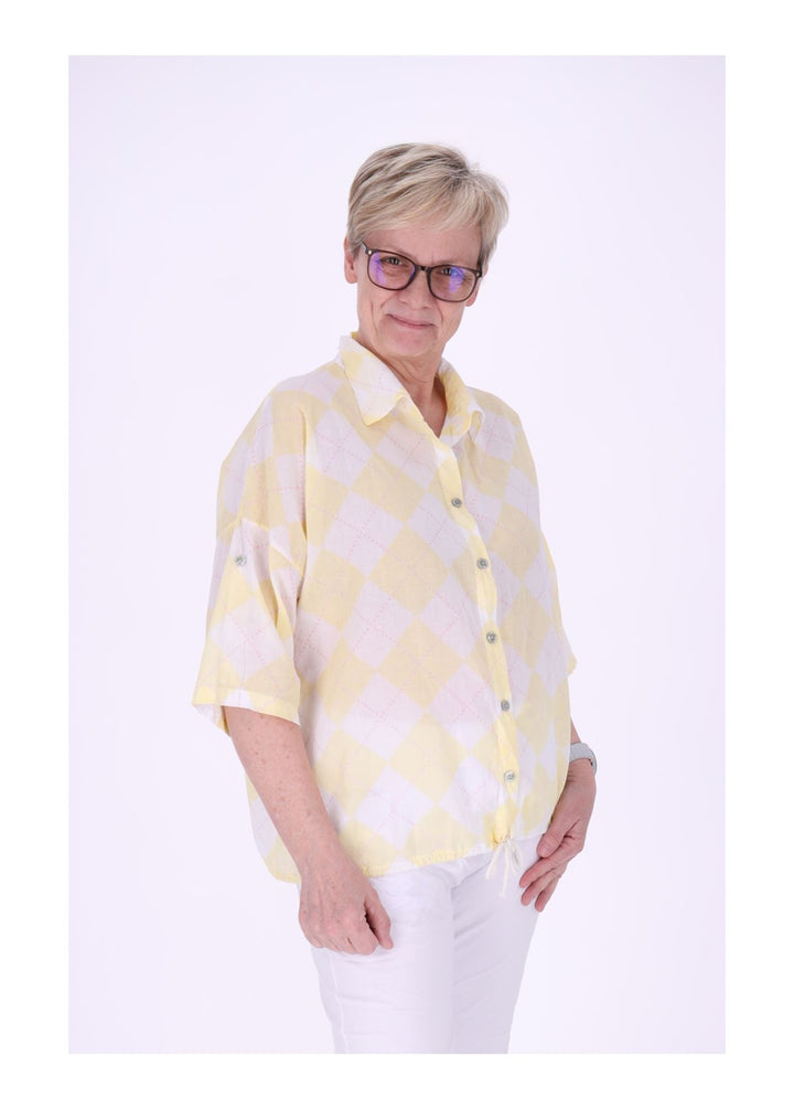 Bluse Damen 1/2 Arm AOP Raute