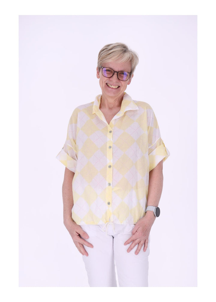 Bluse Damen 1/2 Arm AOP Raute