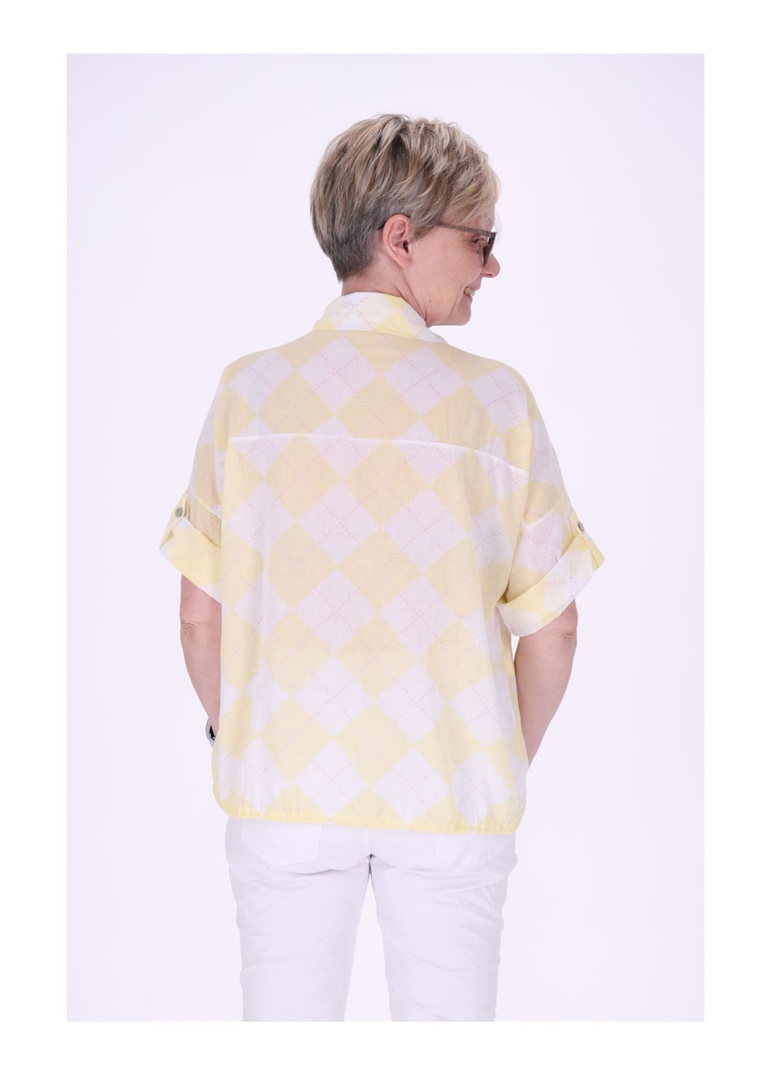 Bluse Damen 1/2 Arm AOP Raute