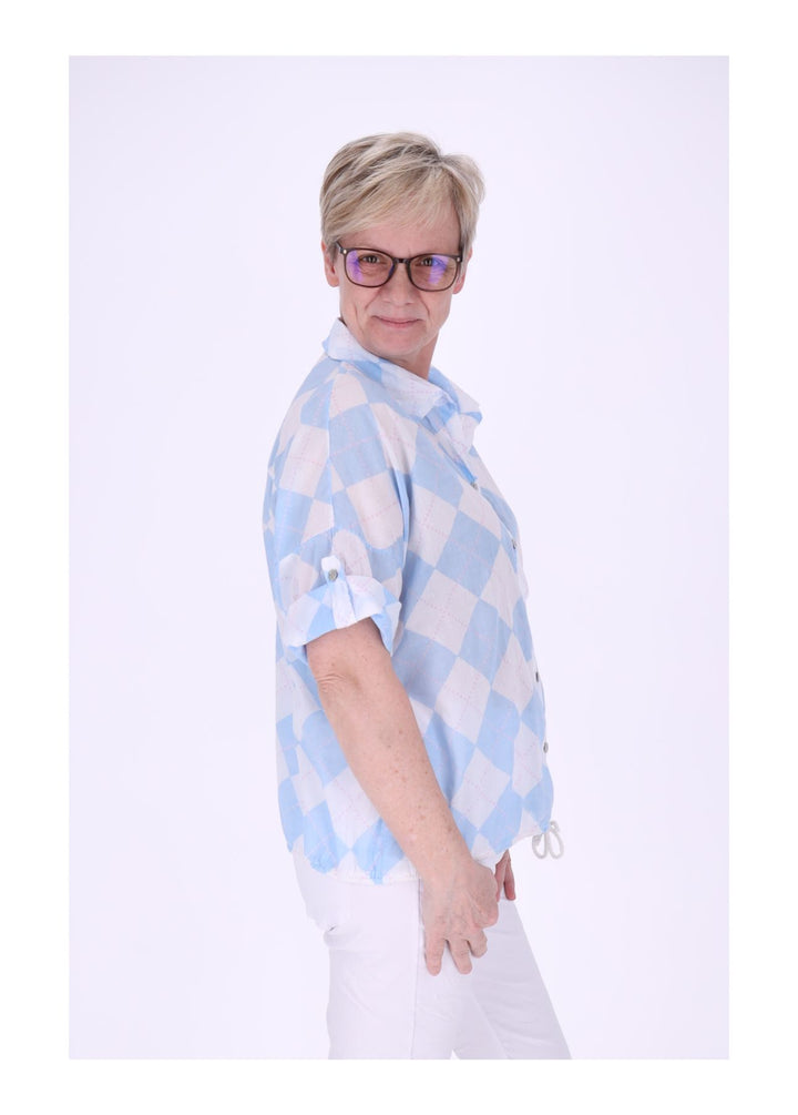 Bluse Damen 1/2 Arm AOP Raute