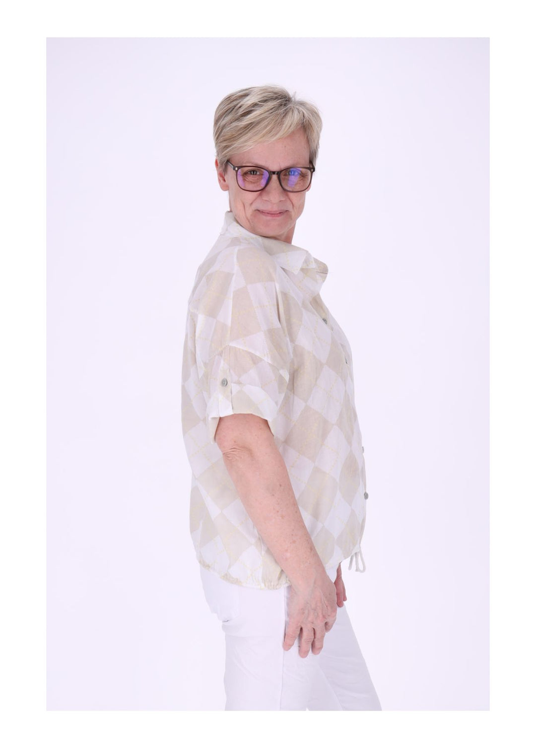 Bluse Damen 1/2 Arm AOP Raute
