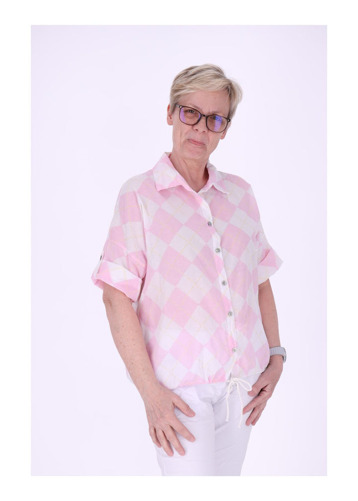 Bluse Damen 1/2 Arm AOP Raute