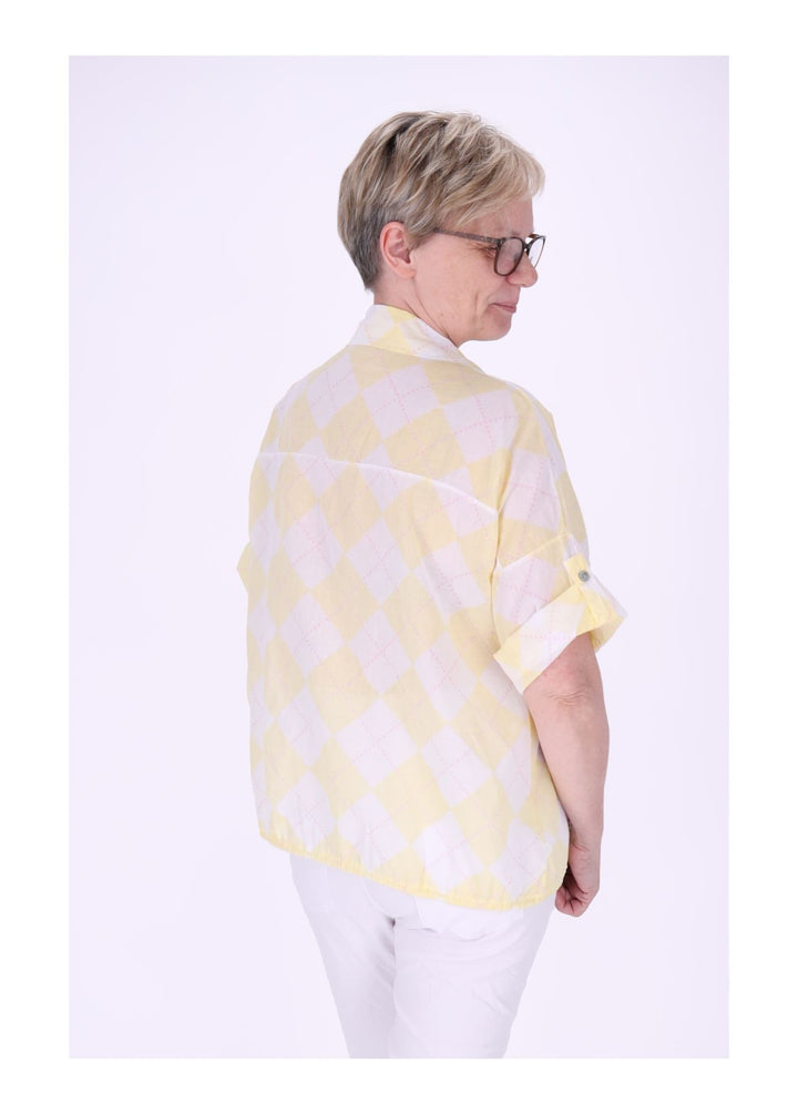 Bluse Damen 1/2 Arm AOP Raute