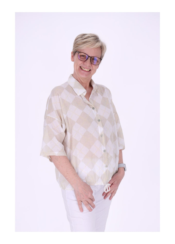 Bluse Damen 1/2 Arm AOP Raute