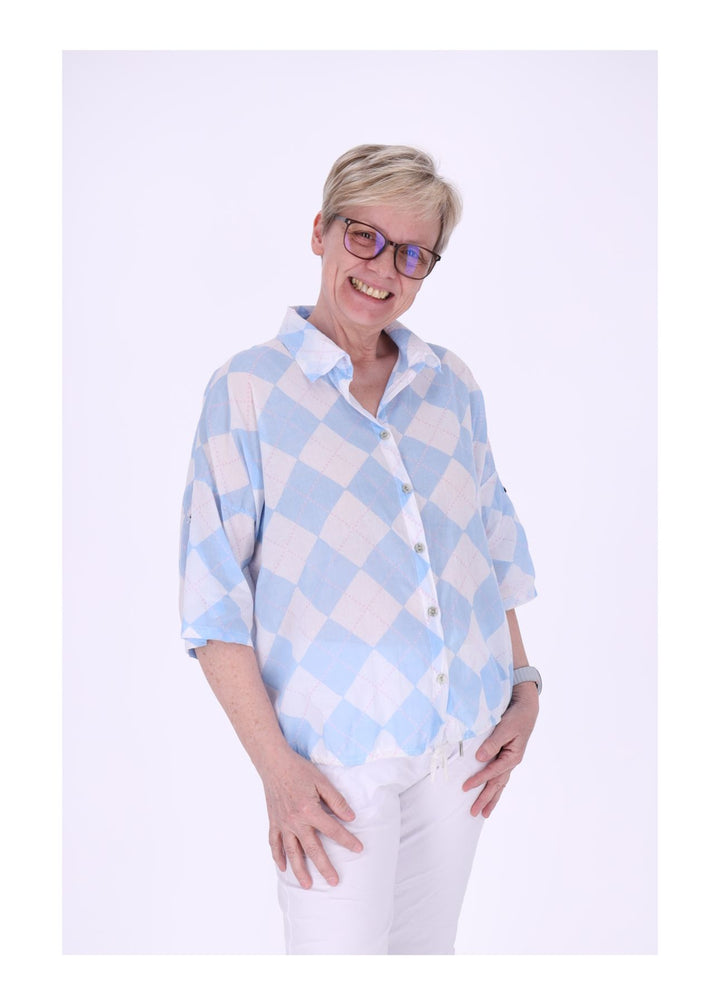 Bluse Damen 1/2 Arm AOP Raute