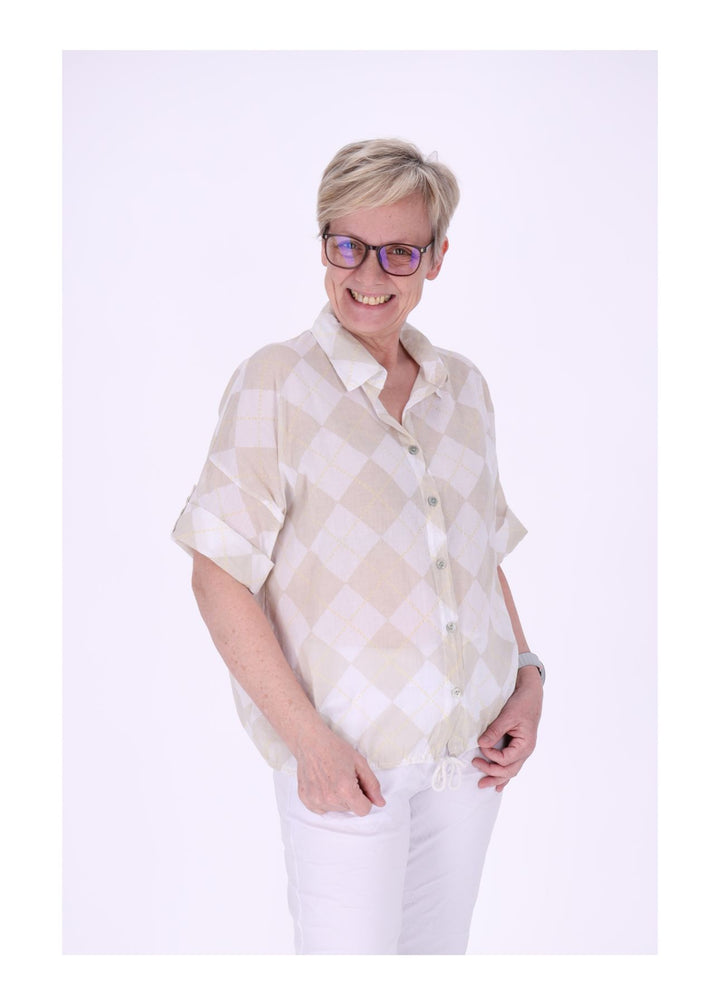 Bluse Damen 1/2 Arm AOP Raute