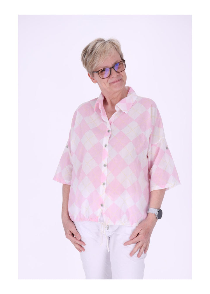 Bluse Damen 1/2 Arm AOP Raute