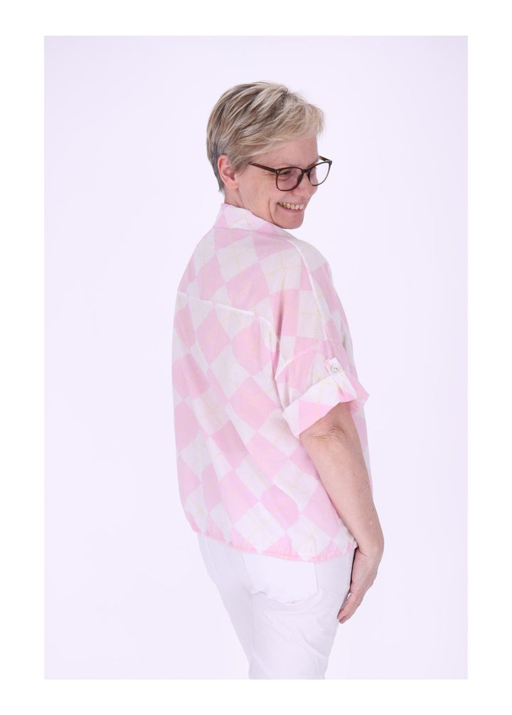 Bluse Damen 1/2 Arm AOP Raute