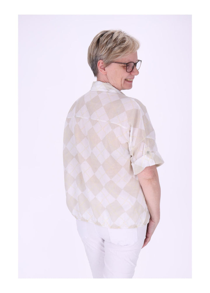 Bluse Damen 1/2 Arm AOP Raute
