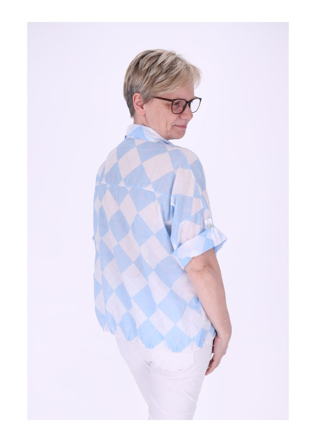 Bluse Damen 1/2 Arm AOP Raute