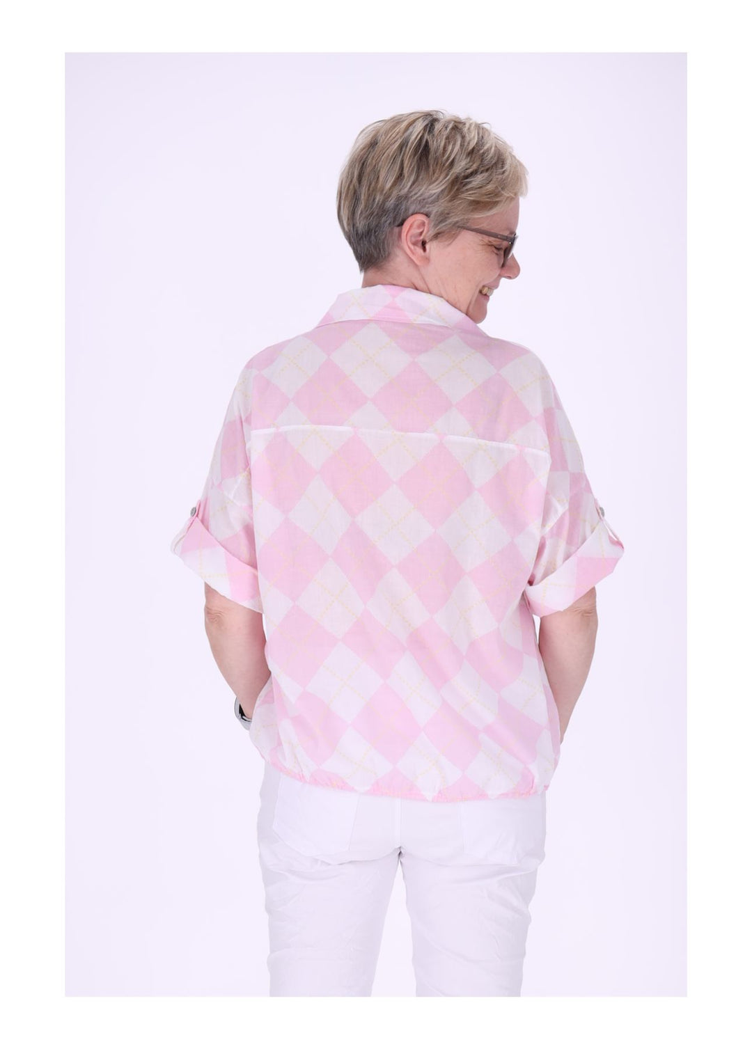 Bluse Damen 1/2 Arm AOP Raute