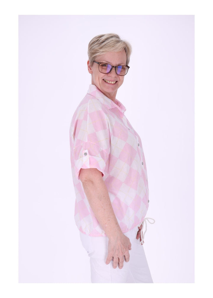 Bluse Damen 1/2 Arm AOP Raute