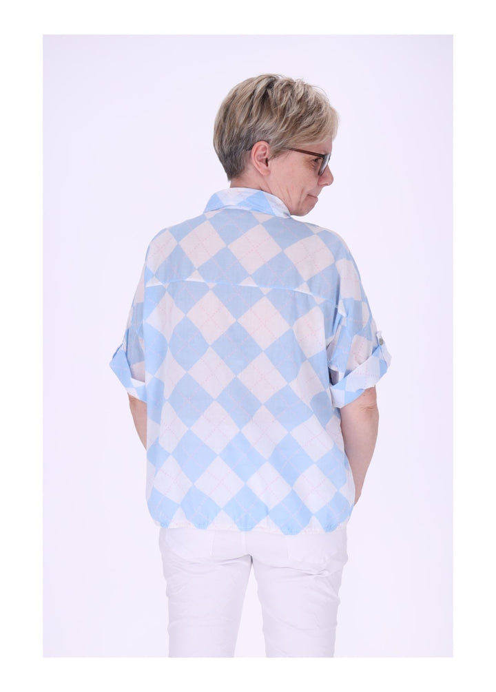 Bluse Damen 1/2 Arm AOP Raute