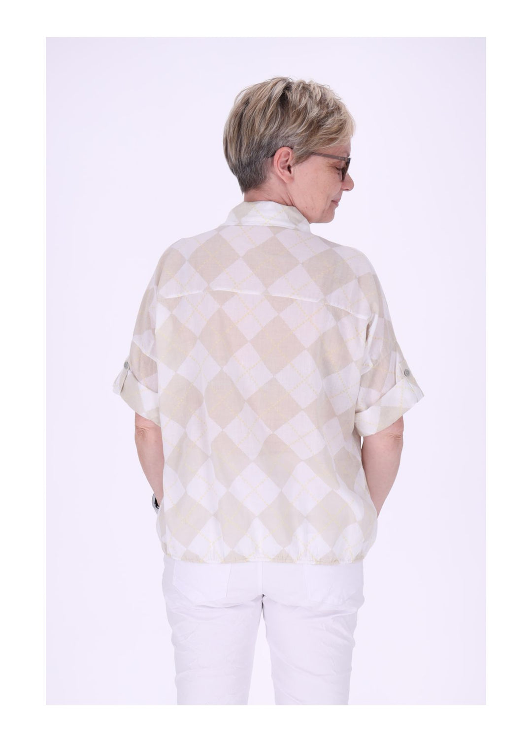Bluse Damen 1/2 Arm AOP Raute
