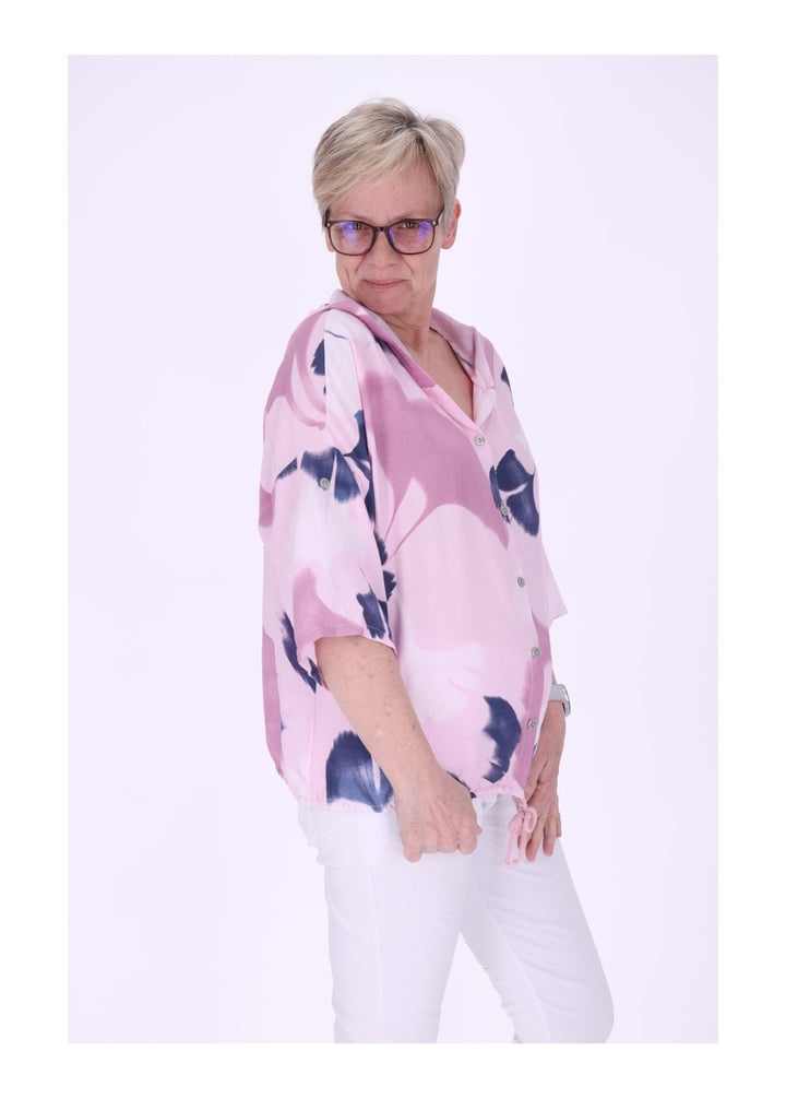 Bluse Damen 1/2 Arm Kapuze AOP Ginko