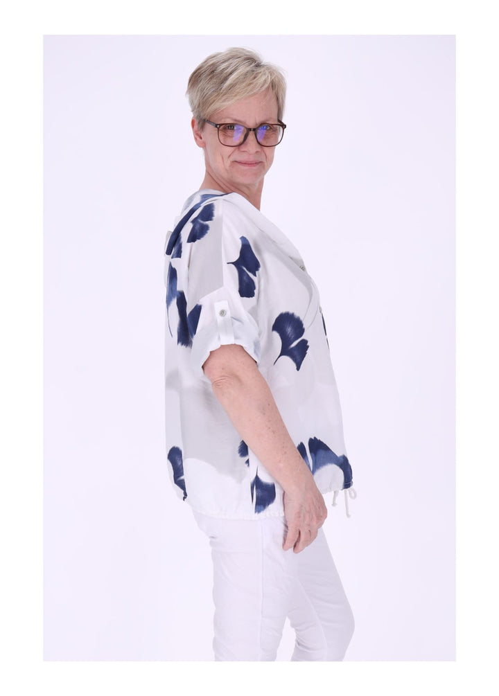 Bluse Damen 1/2 Arm Kapuze AOP Ginko