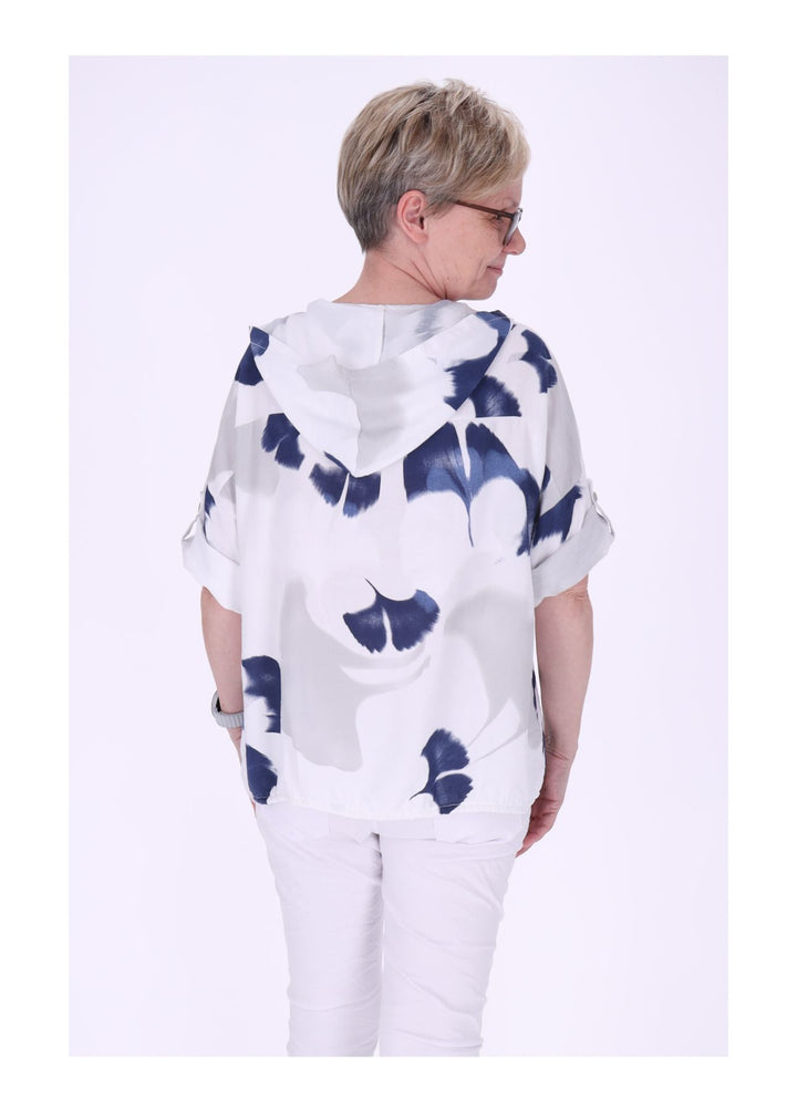 Bluse Damen 1/2 Arm Kapuze AOP Ginko