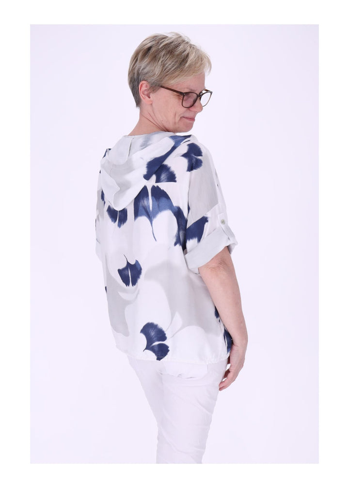 Bluse Damen 1/2 Arm Kapuze AOP Ginko