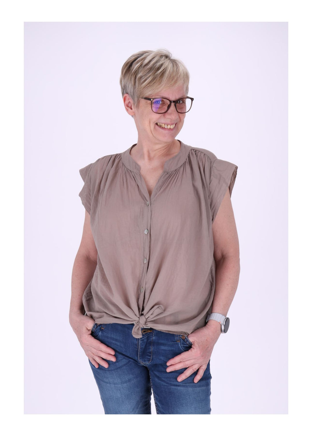 Bluse Damen angeschnittener Arm Baumwolle