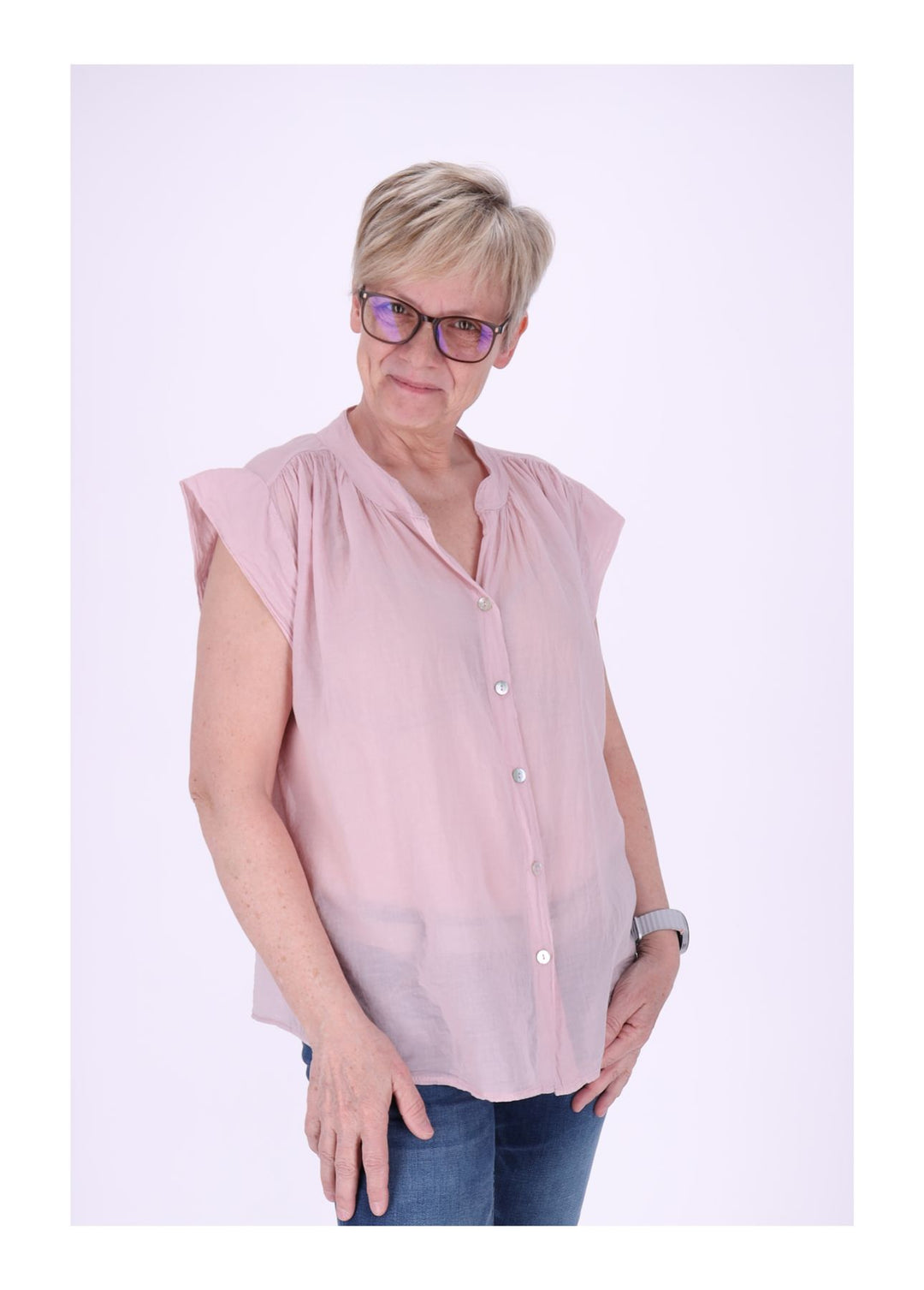 Bluse Damen angeschnittener Arm Baumwolle