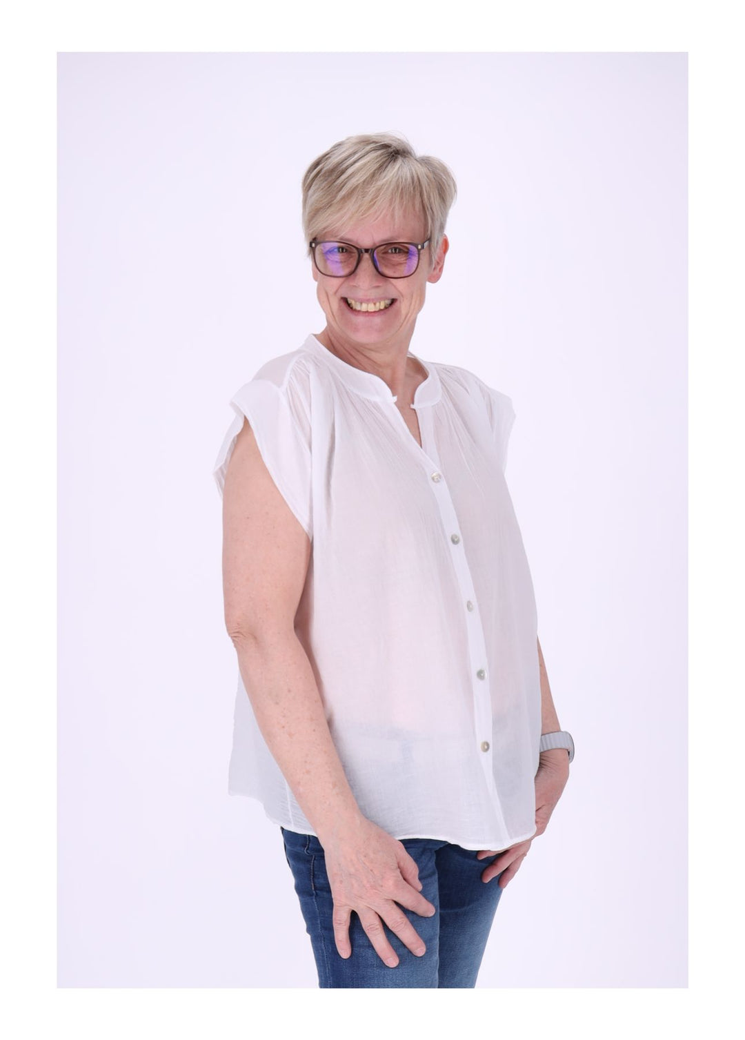 Bluse Damen angeschnittener Arm Baumwolle
