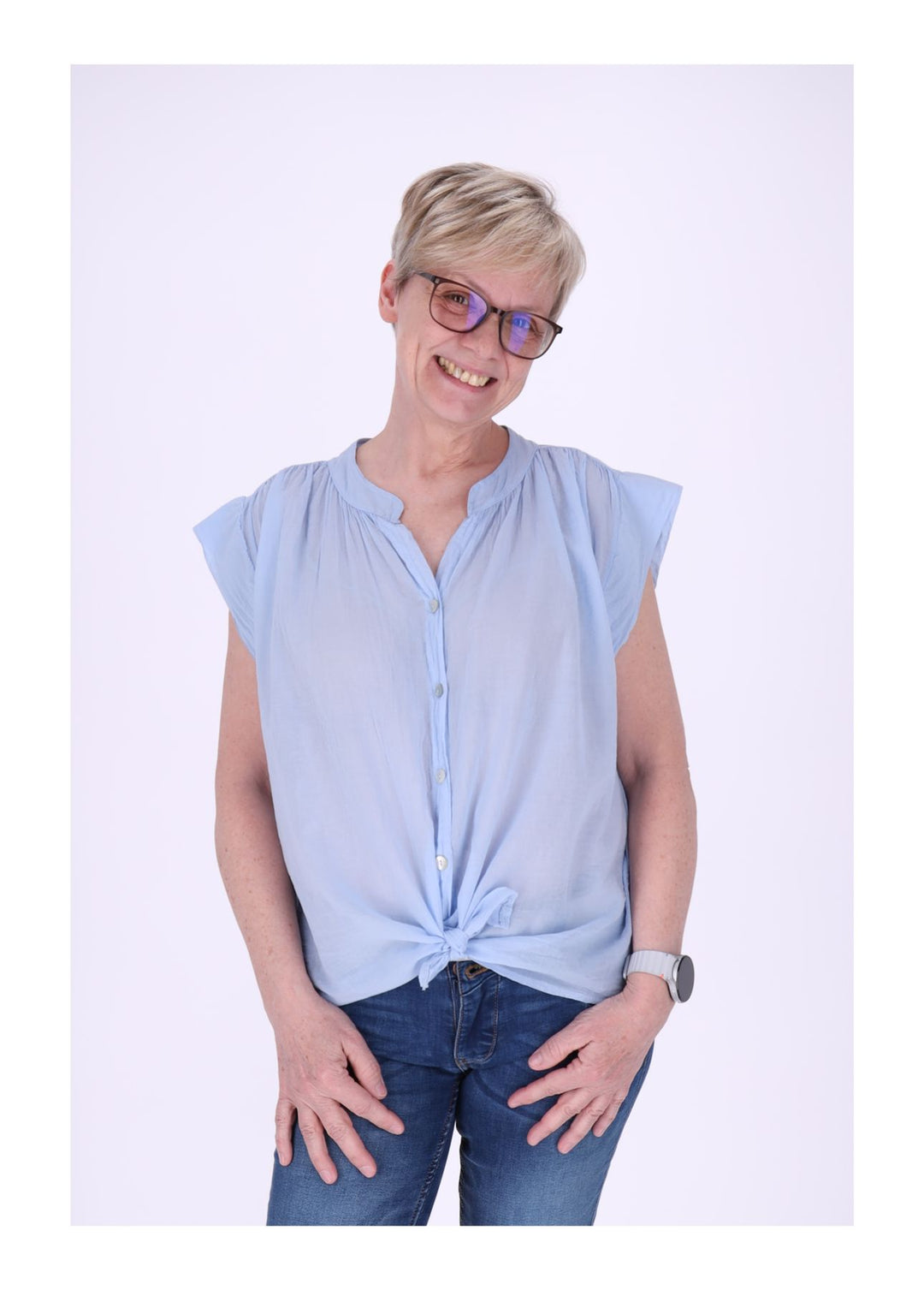 Bluse Damen angeschnittener Arm Baumwolle