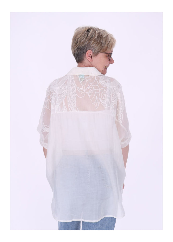 Bluse Damen Kurzarm Spitze