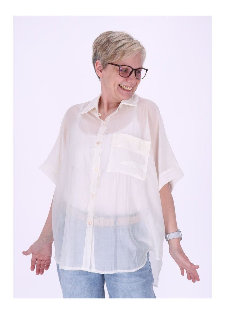 Bluse Damen Kurzarm Spitze