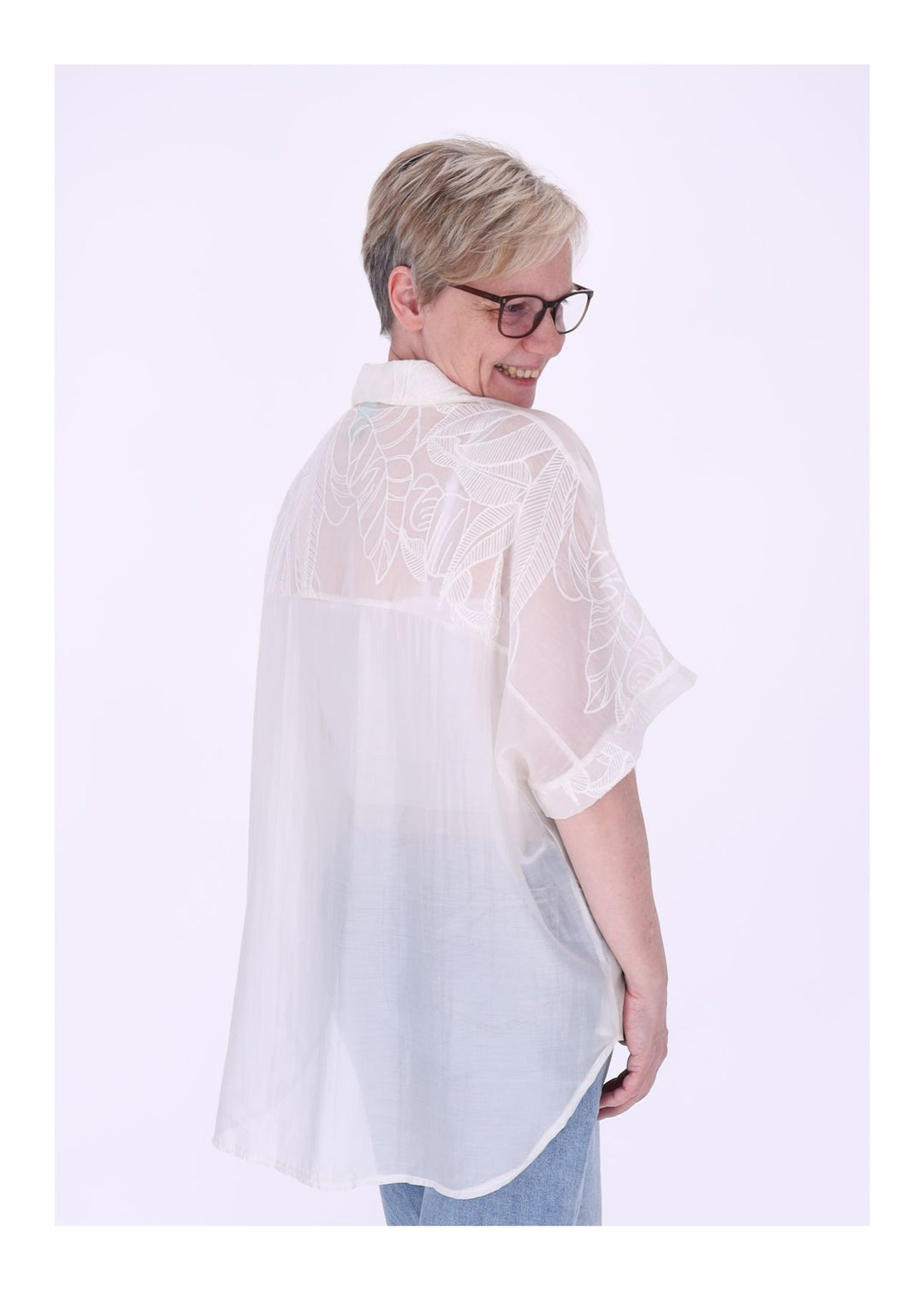 Bluse Damen Kurzarm Spitze