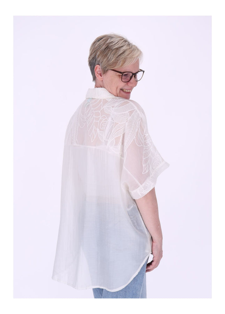 Bluse Damen Kurzarm Spitze