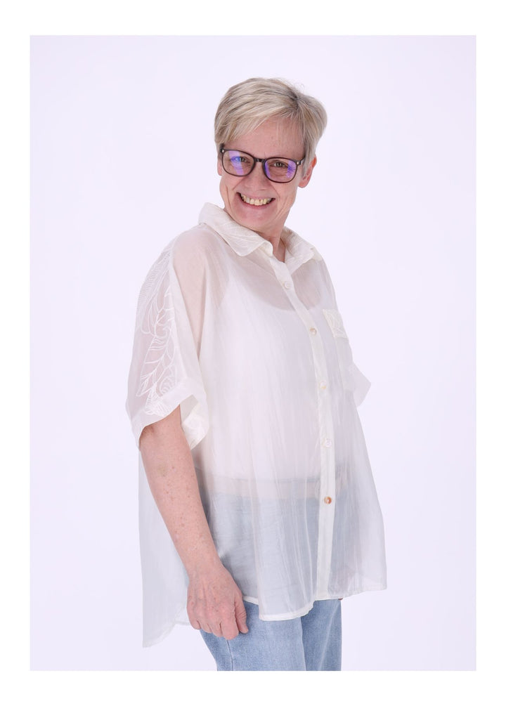 Bluse Damen Kurzarm Spitze