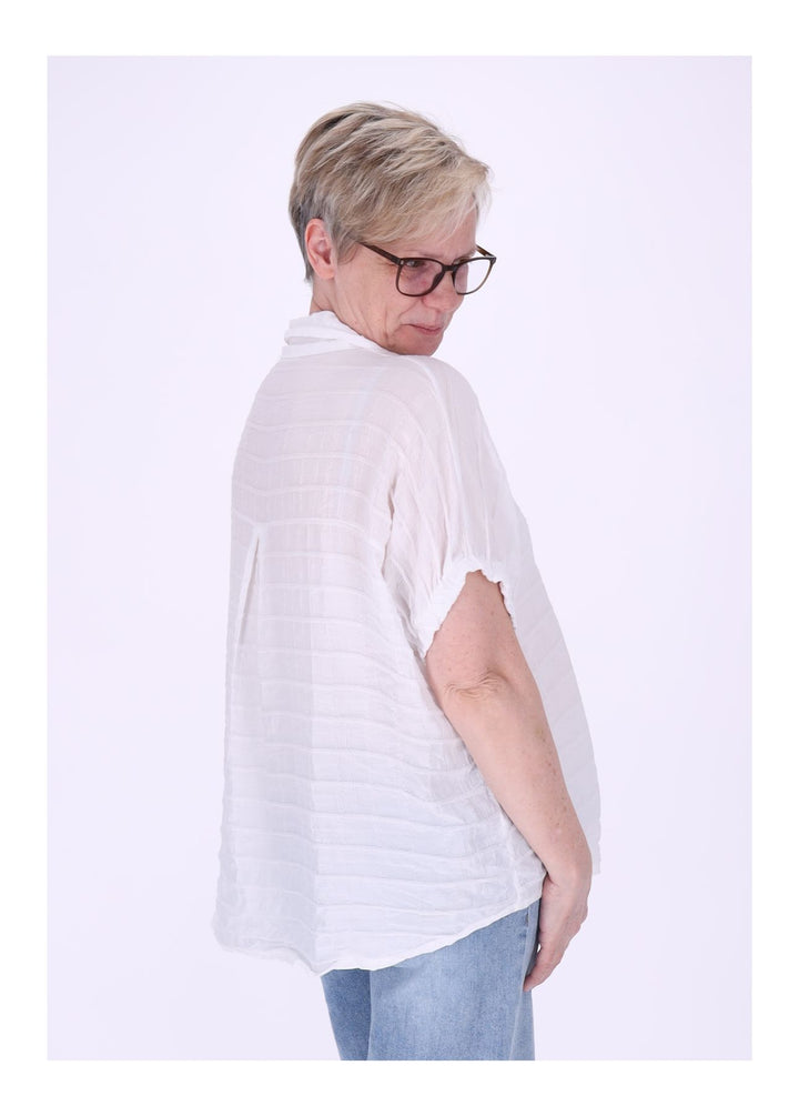 Bluse Damen Kurzarm Strucktur Karo
