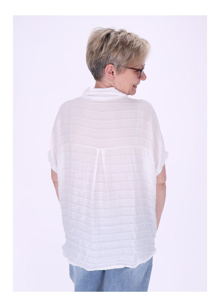 Bluse Damen Kurzarm Strucktur Karo