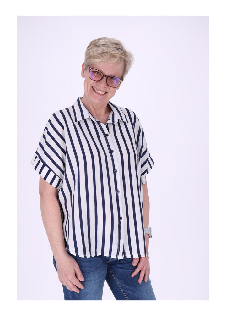 Bluse Damen angeschnittener Arm AOP Steifen