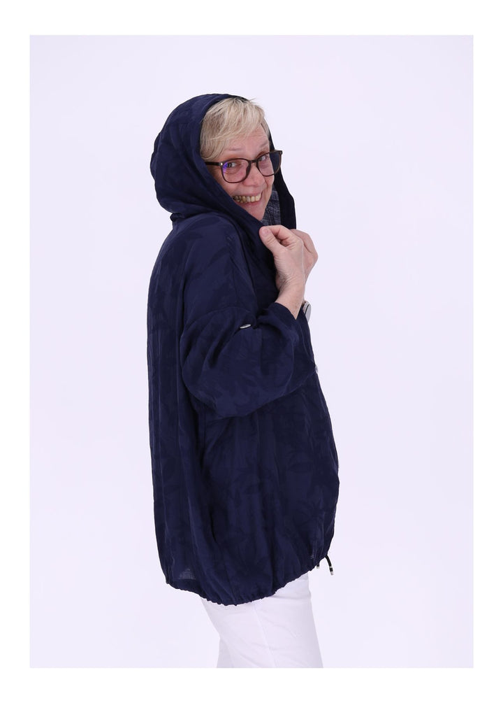 Bluse Damen Kapuze Struktur Tunnelzug