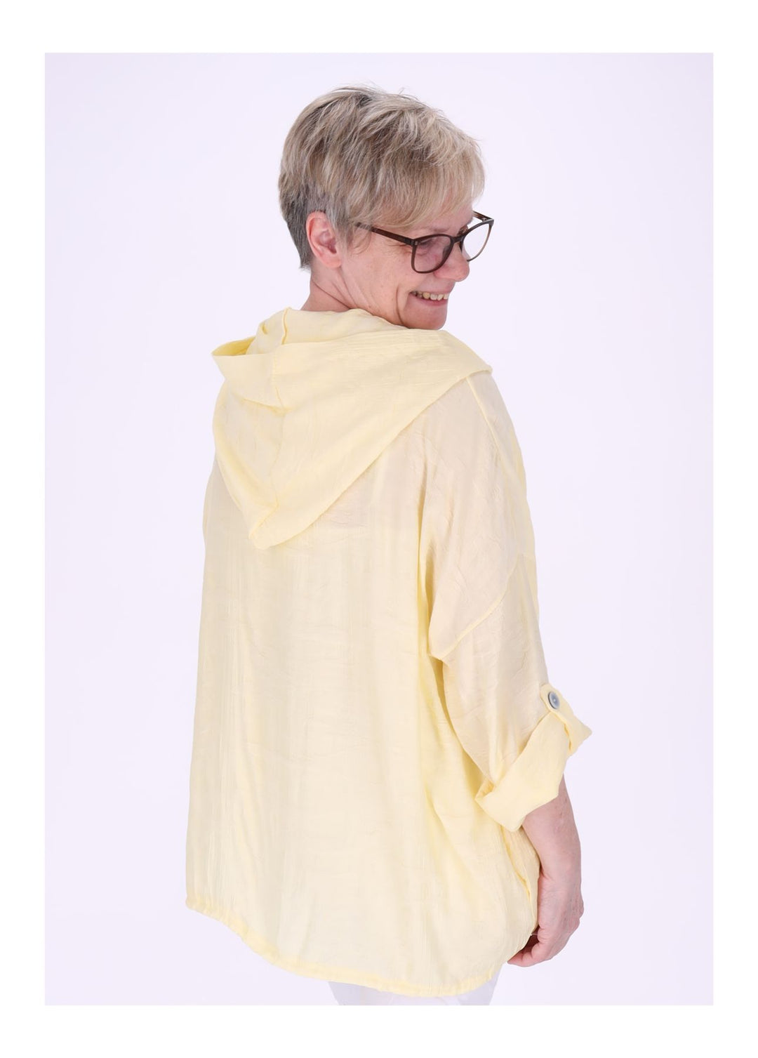 Bluse Damen Kapuze Struktur Tunnelzug