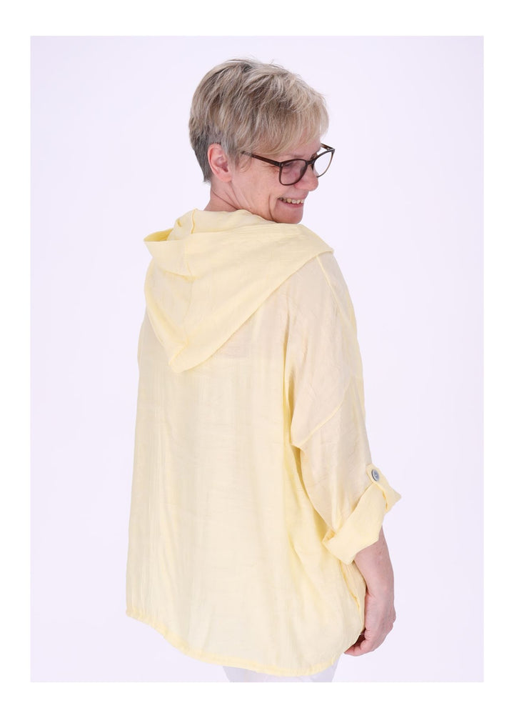 Bluse Damen Kapuze Struktur Tunnelzug