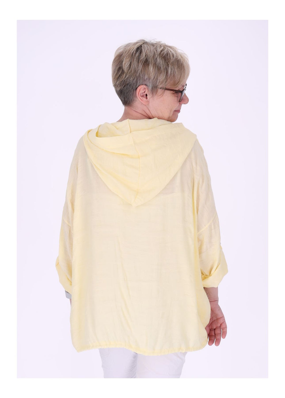 Bluse Damen Kapuze Struktur Tunnelzug