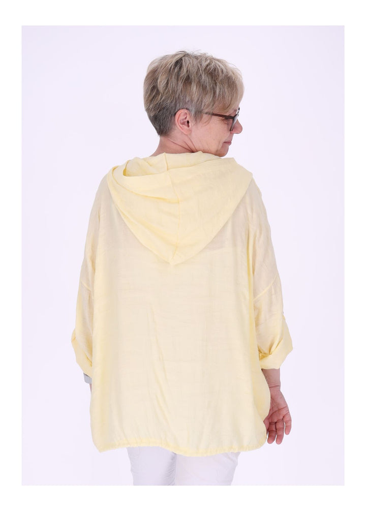 Bluse Damen Kapuze Struktur Tunnelzug