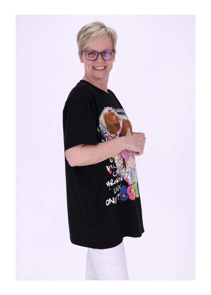 T-Shirt Damen Manga Pailletten